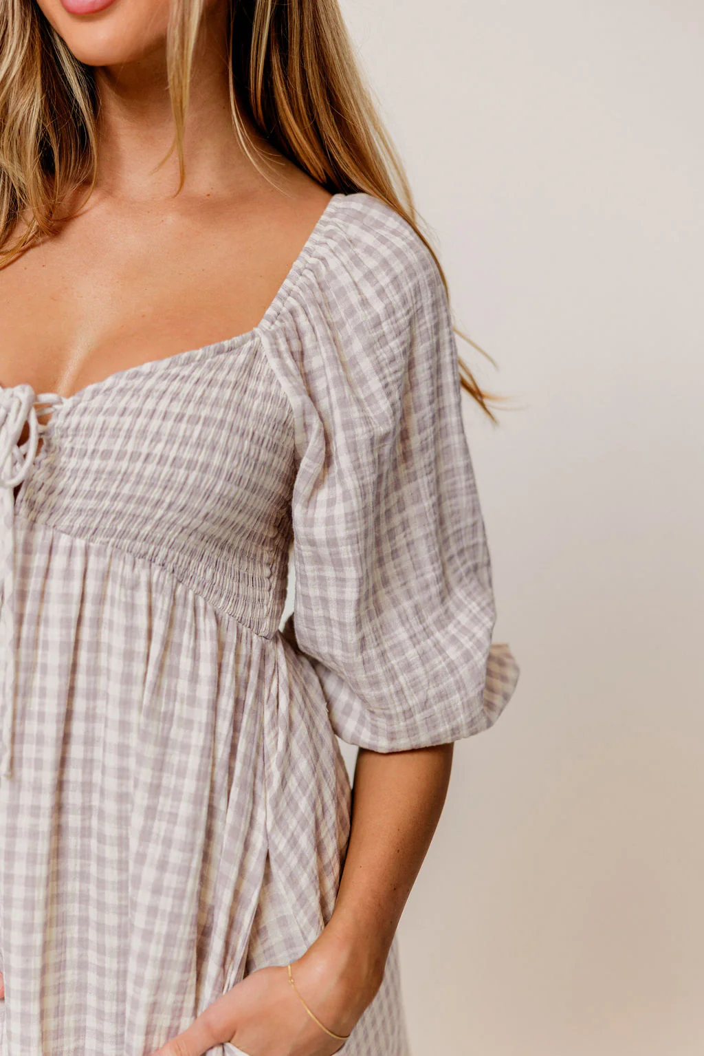 Cecilia 100% Cotton Smocked Maxi Dress in Wisteria Plaid (Lined) - Bump Friendly - Image 5