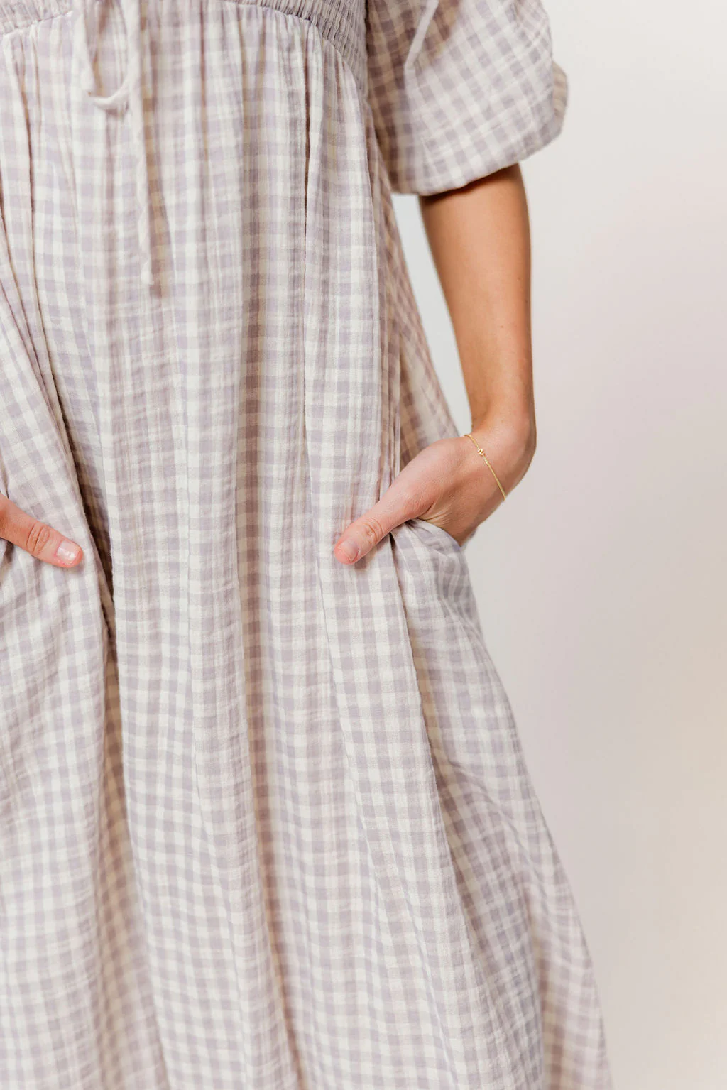 Cecilia 100% Cotton Smocked Maxi Dress in Wisteria Plaid (Lined) - Bump Friendly - Image 6