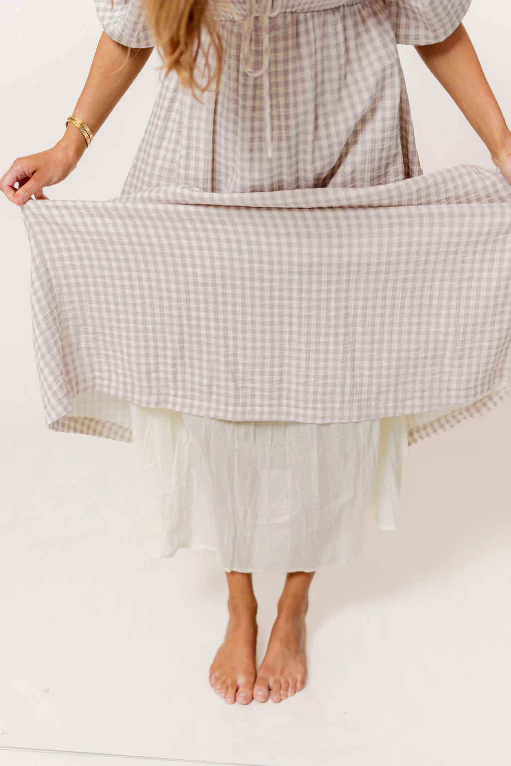 Cecilia 100% Cotton Smocked Maxi Dress in Wisteria Plaid (Lined) - Bump Friendly - Image 7