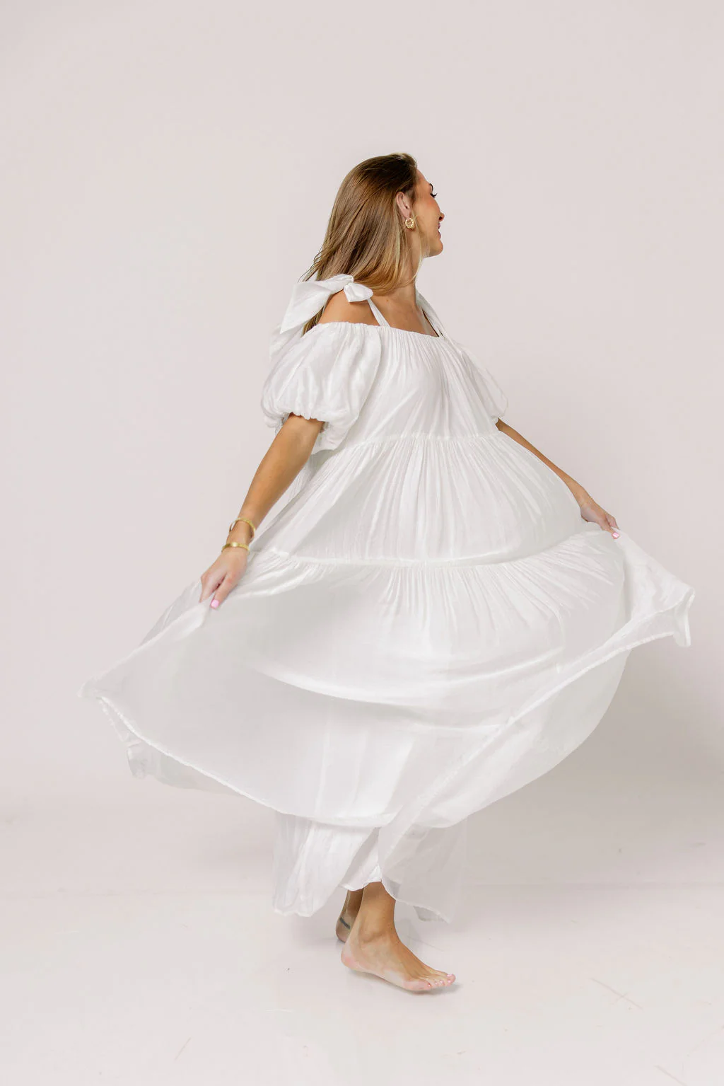 Channing Maxi Dress in Off-White - Bump Friendly - Image 16