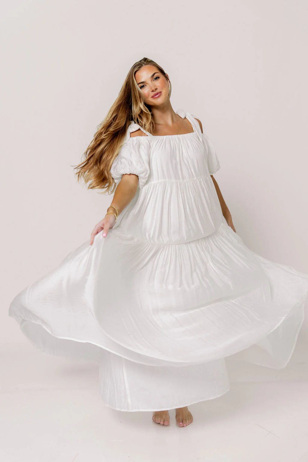 Channing Maxi Dress in Off-White - Bump Friendly - Image 20
