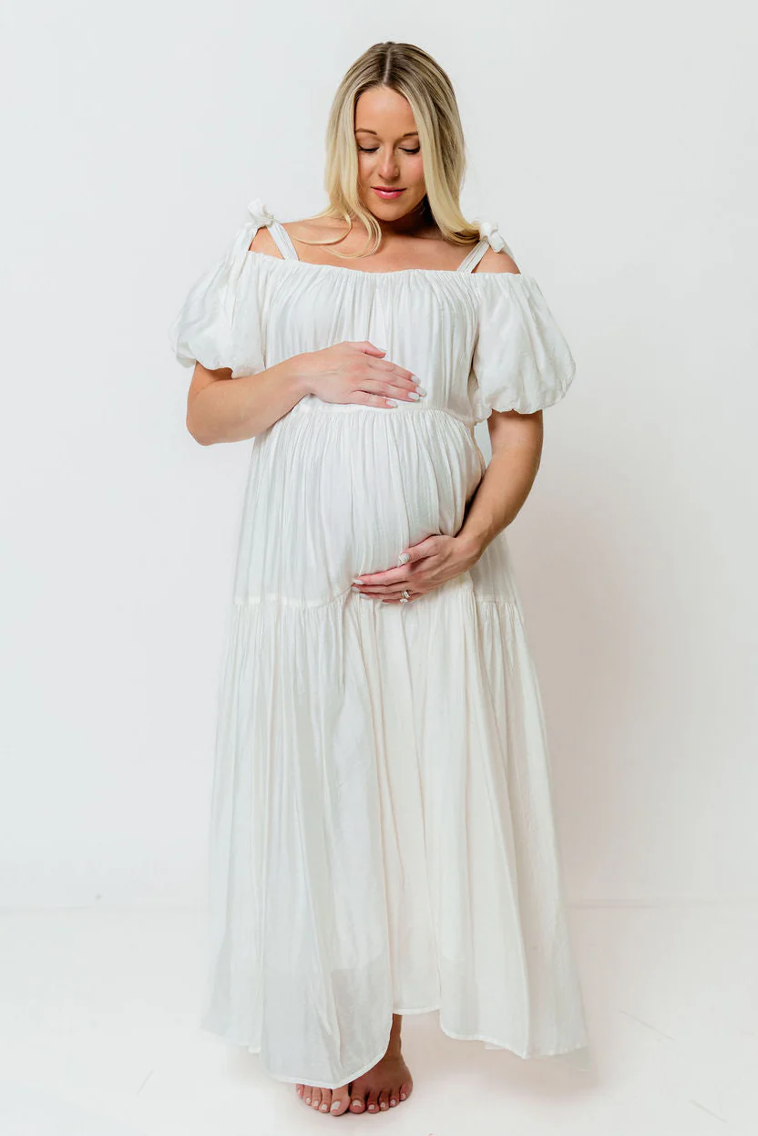 Channing Maxi Dress in Off-White - Bump Friendly - Image 21
