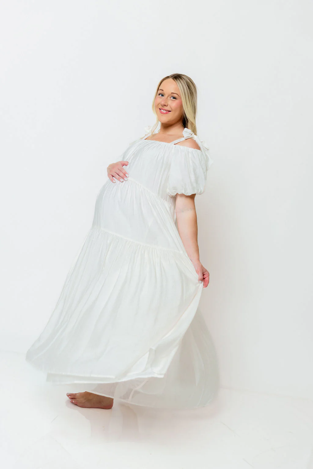 Channing Maxi Dress in Off-White - Bump Friendly - Image 28