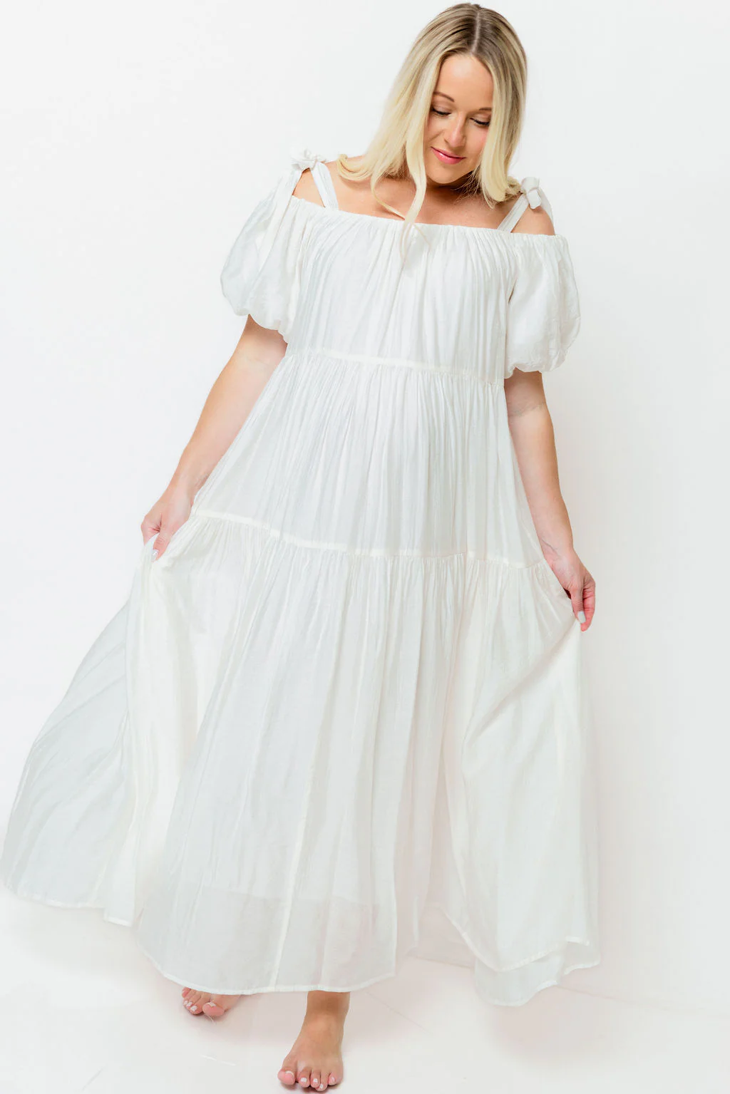 Channing Maxi Dress in Off-White - Bump Friendly - Image 29