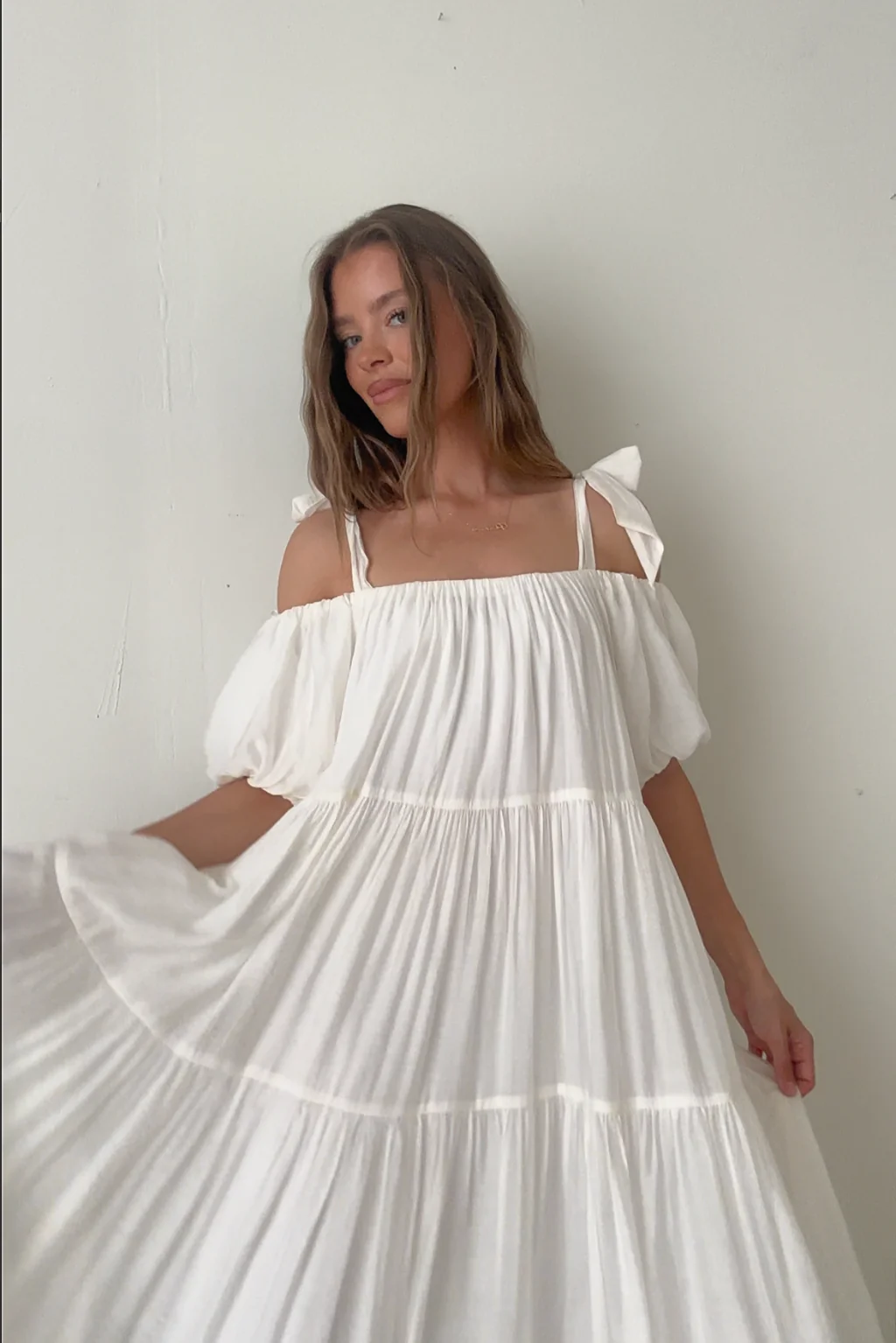 Channing Maxi Dress in Off-White - Bump Friendly - Image 9