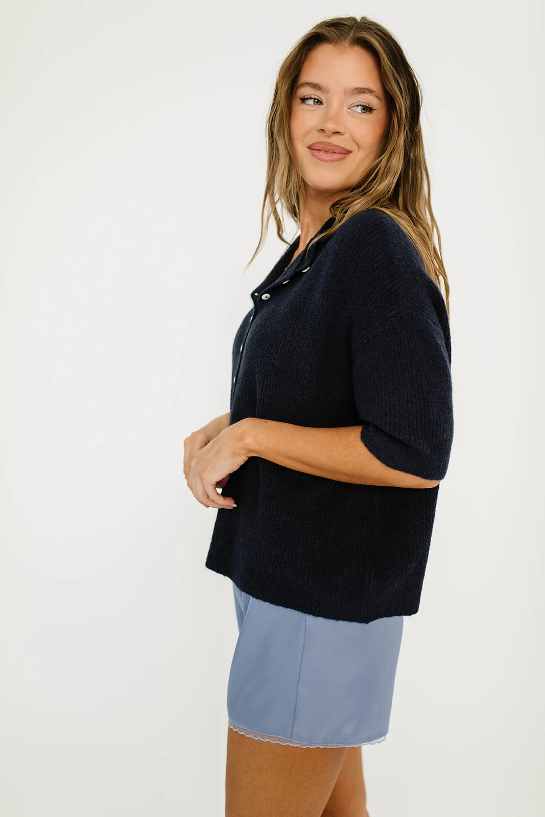 Cherie Cardigan Top in Navy - Image 4