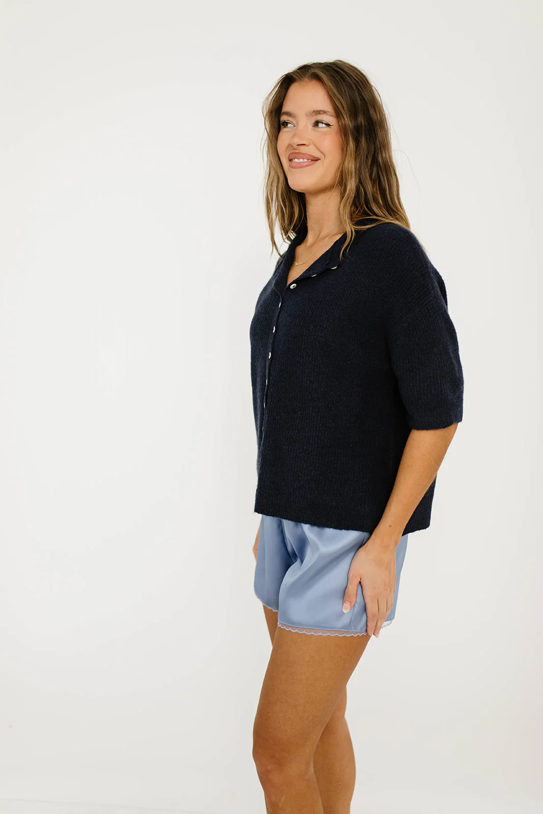 Cherie Cardigan Top in Navy - Image 5