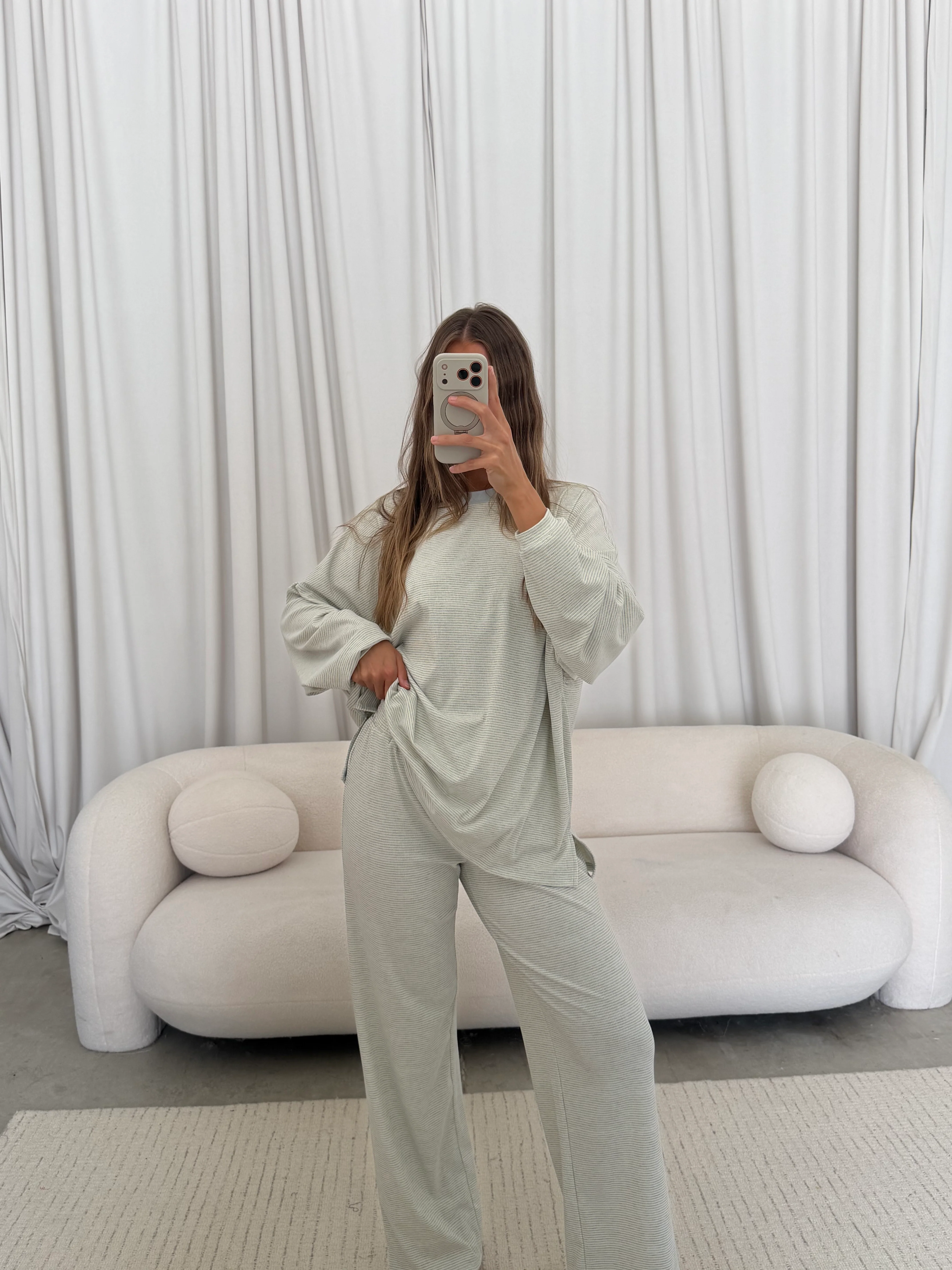 Cindy Striped Ribbed Top in Baby Blue - Image 6