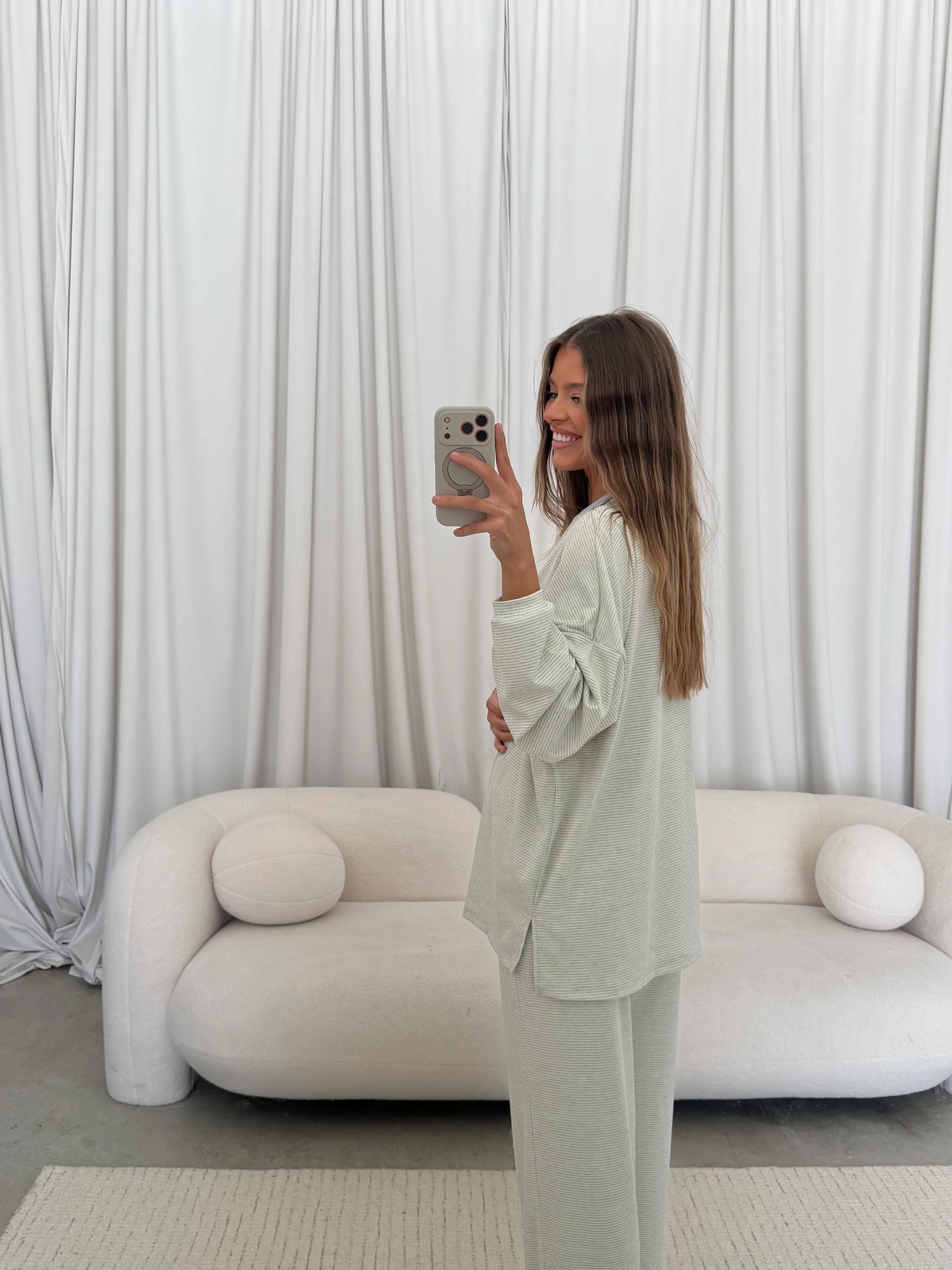 Cindy Striped Ribbed Top in Baby Blue - Image 8
