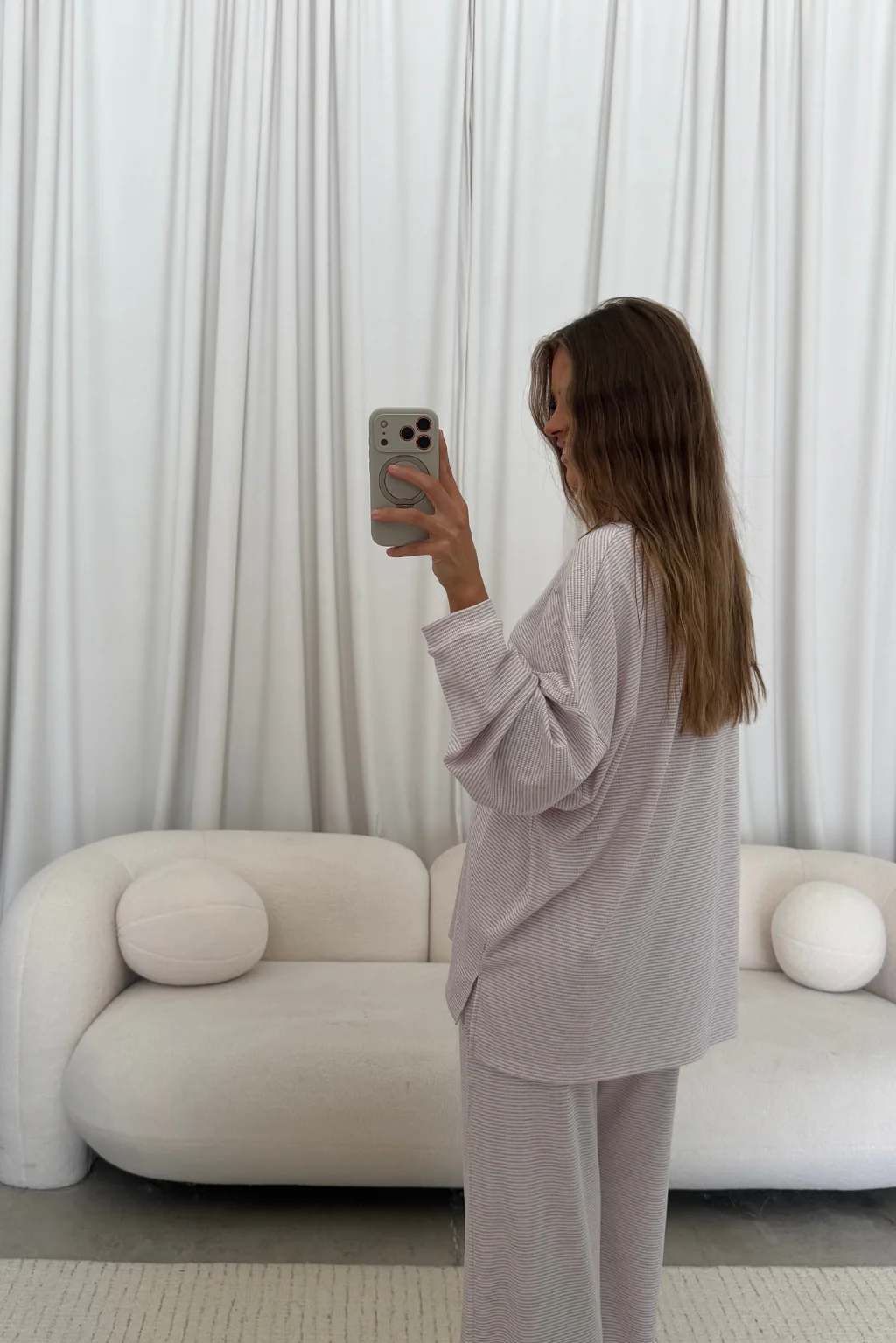 Cindy Striped Ribbed Top in Lavender - Image 5