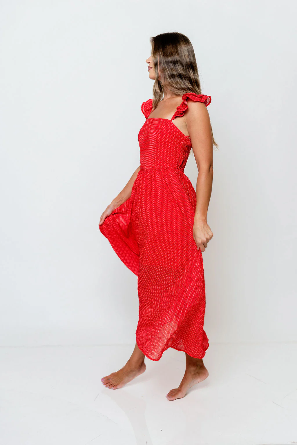 Claudia Midi Dress in Red Dot - Image 2