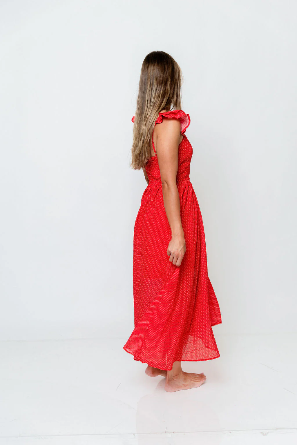 Claudia Midi Dress in Red Dot - Image 3