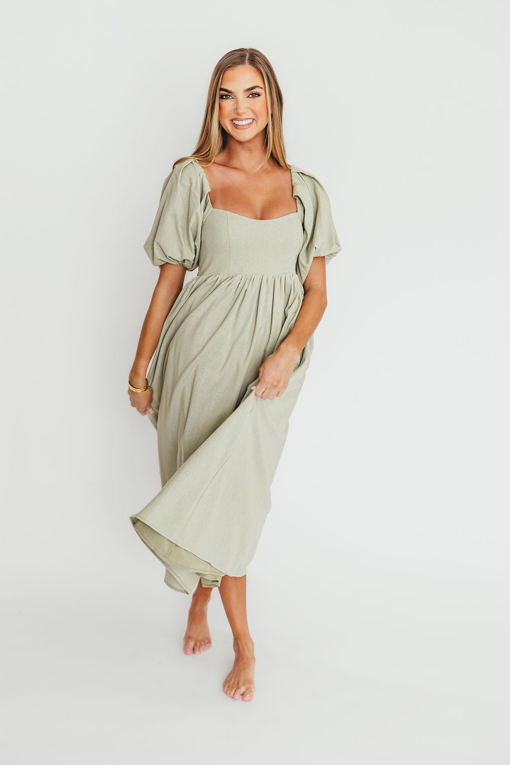 Hamilton Midi Dress in Olive - Bump Friendly & Inclusive Sizing (S-2XL) - Image 3