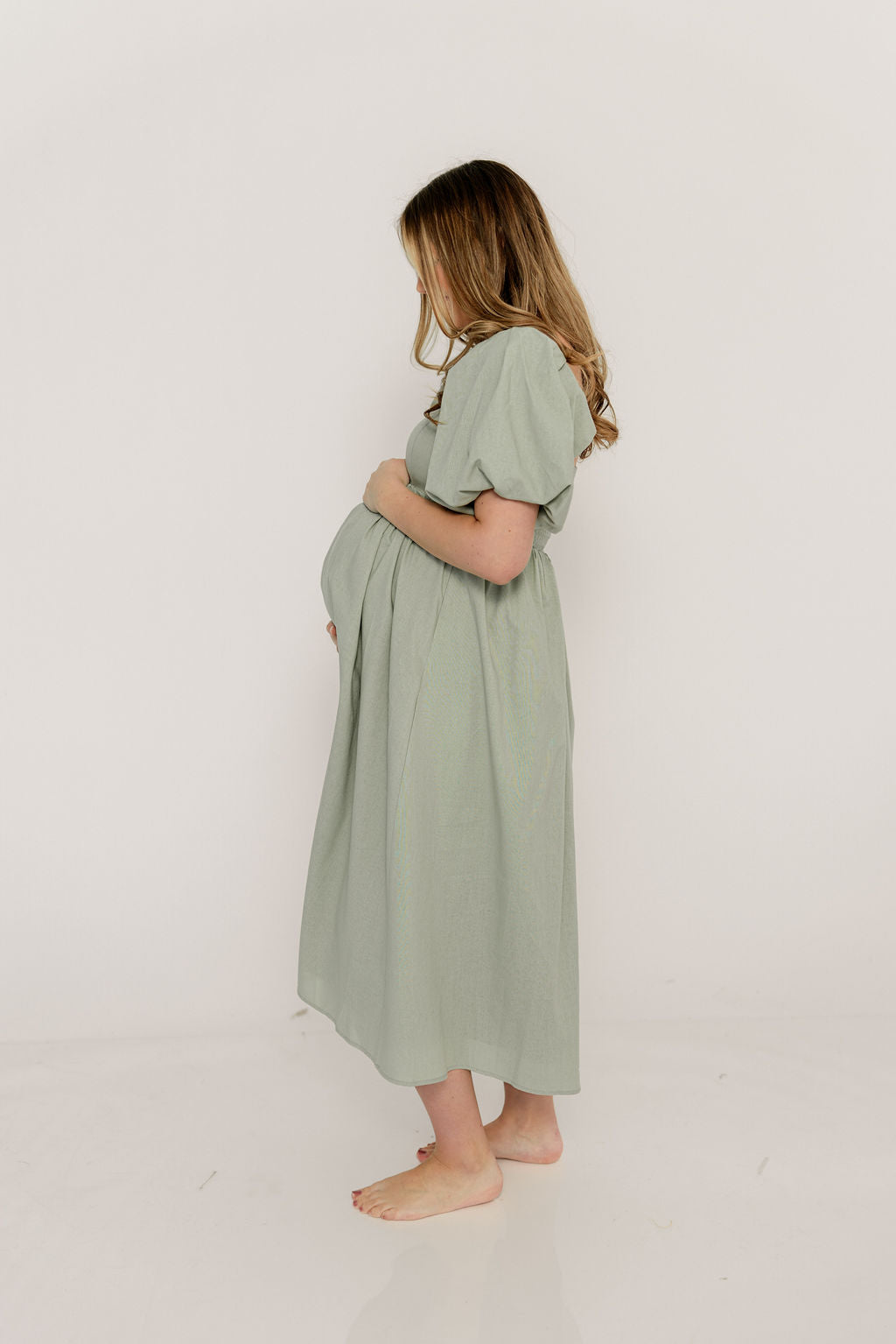 Hamilton Midi Dress in Olive - Bump Friendly & Inclusive Sizing (S-2XL) - Image 8