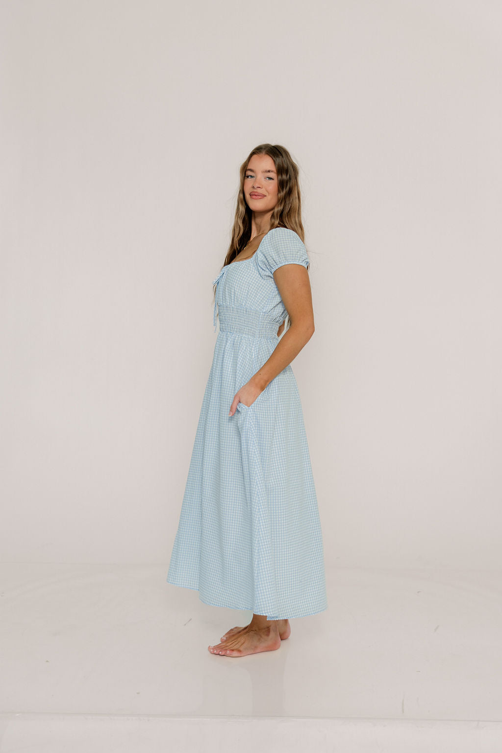 Corey Cotton Dress in Light Blue - Image 2