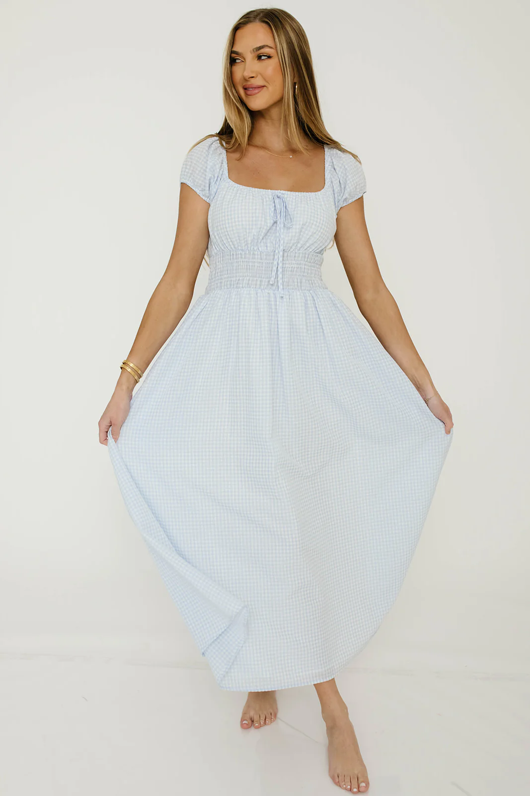 Corey Cotton Dress in Light Blue - Image 9