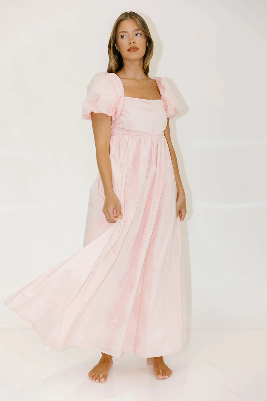 Courtney 100% Cotton Dress in Pale Pink - Image 13