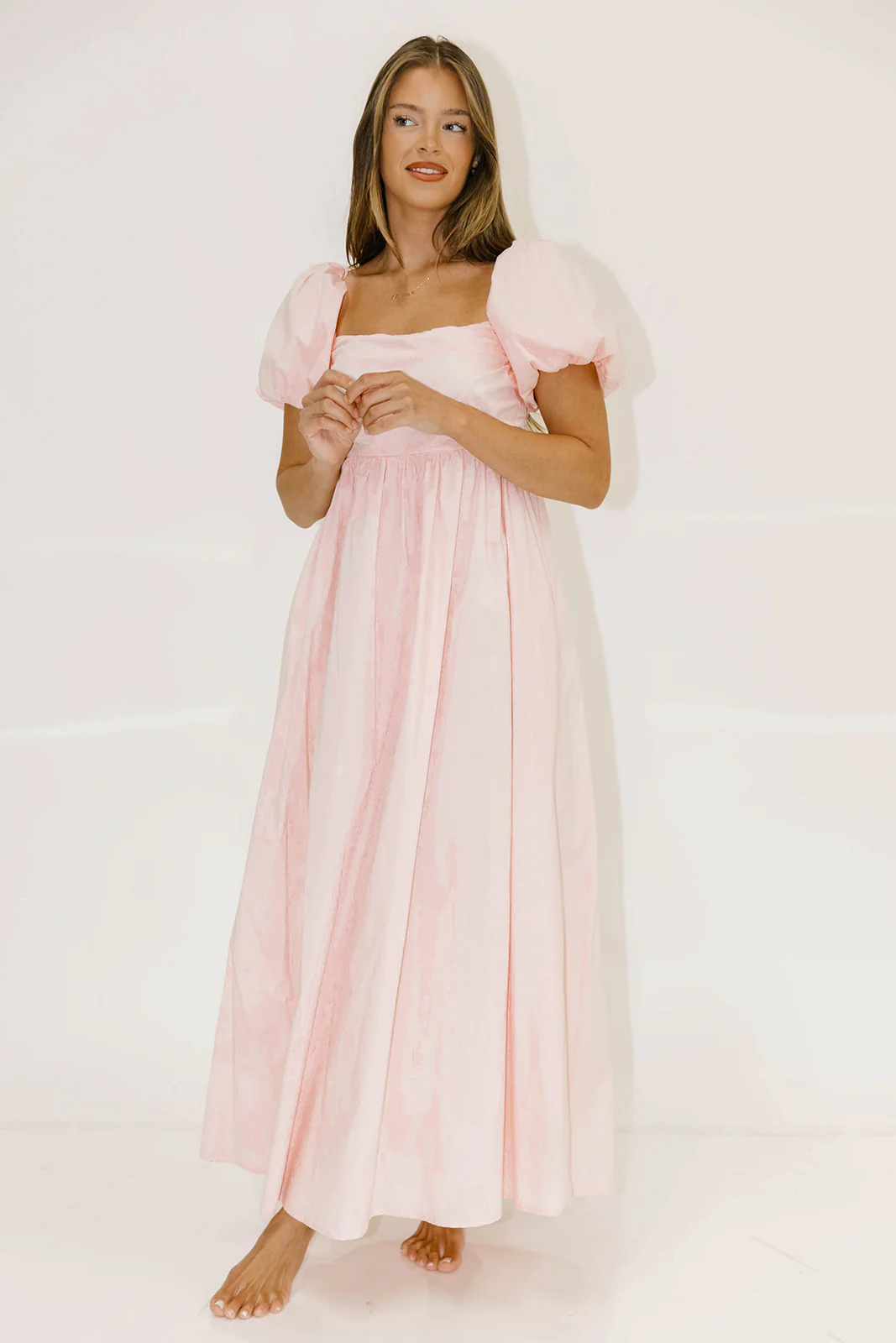 Courtney 100% Cotton Dress in Pale Pink - Image 18