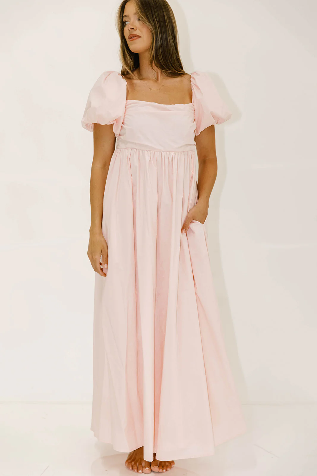 Courtney 100% Cotton Dress in Pale Pink - Image 20