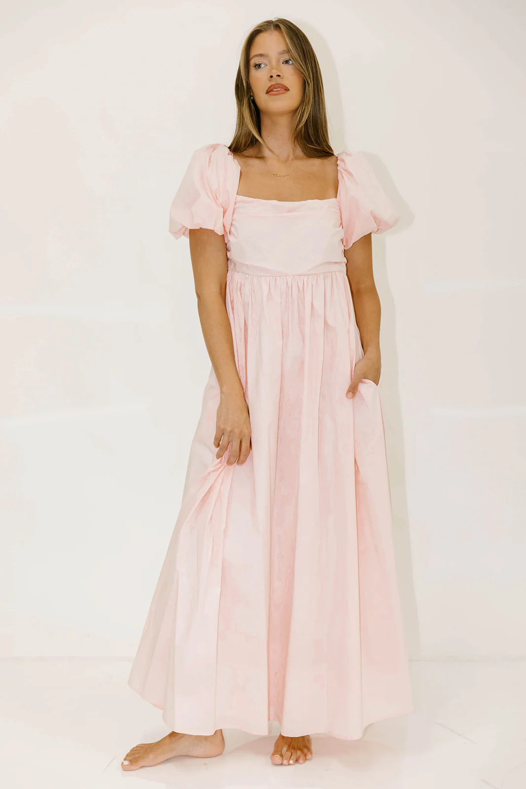 Courtney 100% Cotton Dress in Pale Pink - Image 4