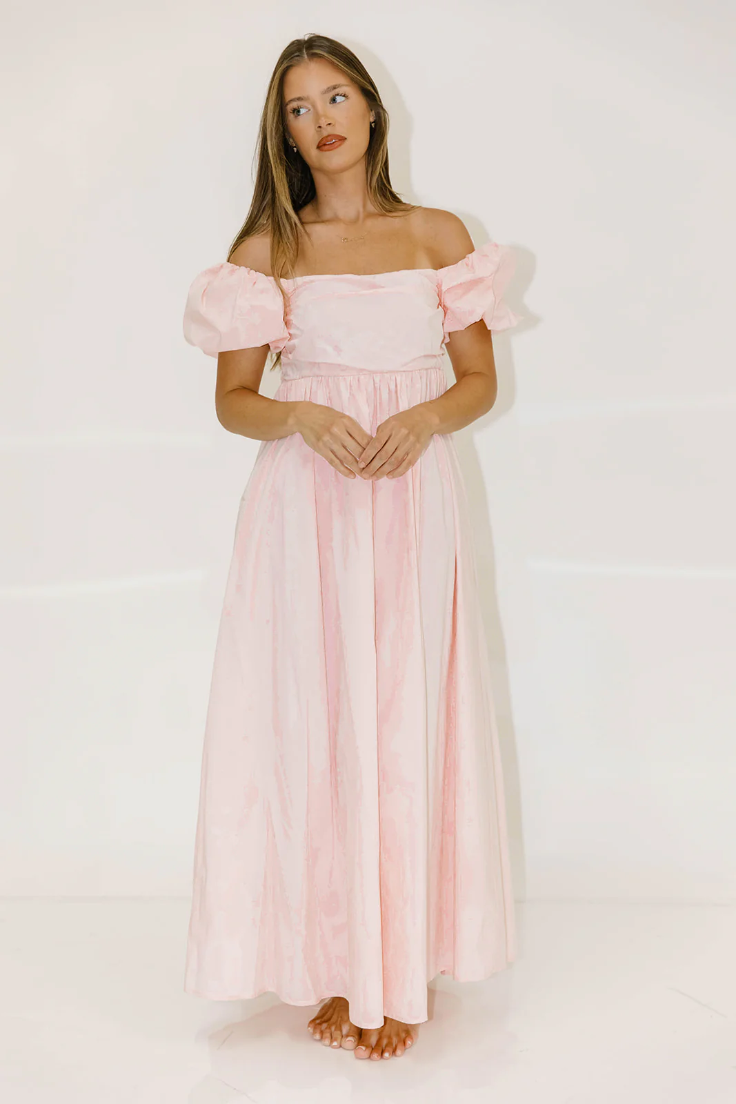 Courtney 100% Cotton Dress in Pale Pink - Image 5