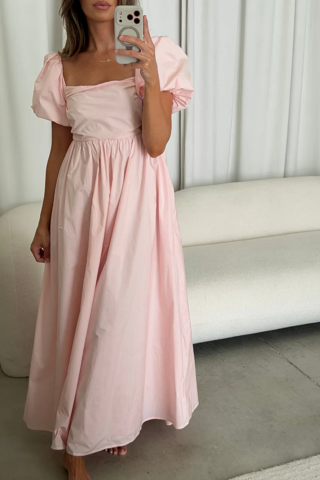 Courtney 100% Cotton Dress in Pale Pink - Image 6