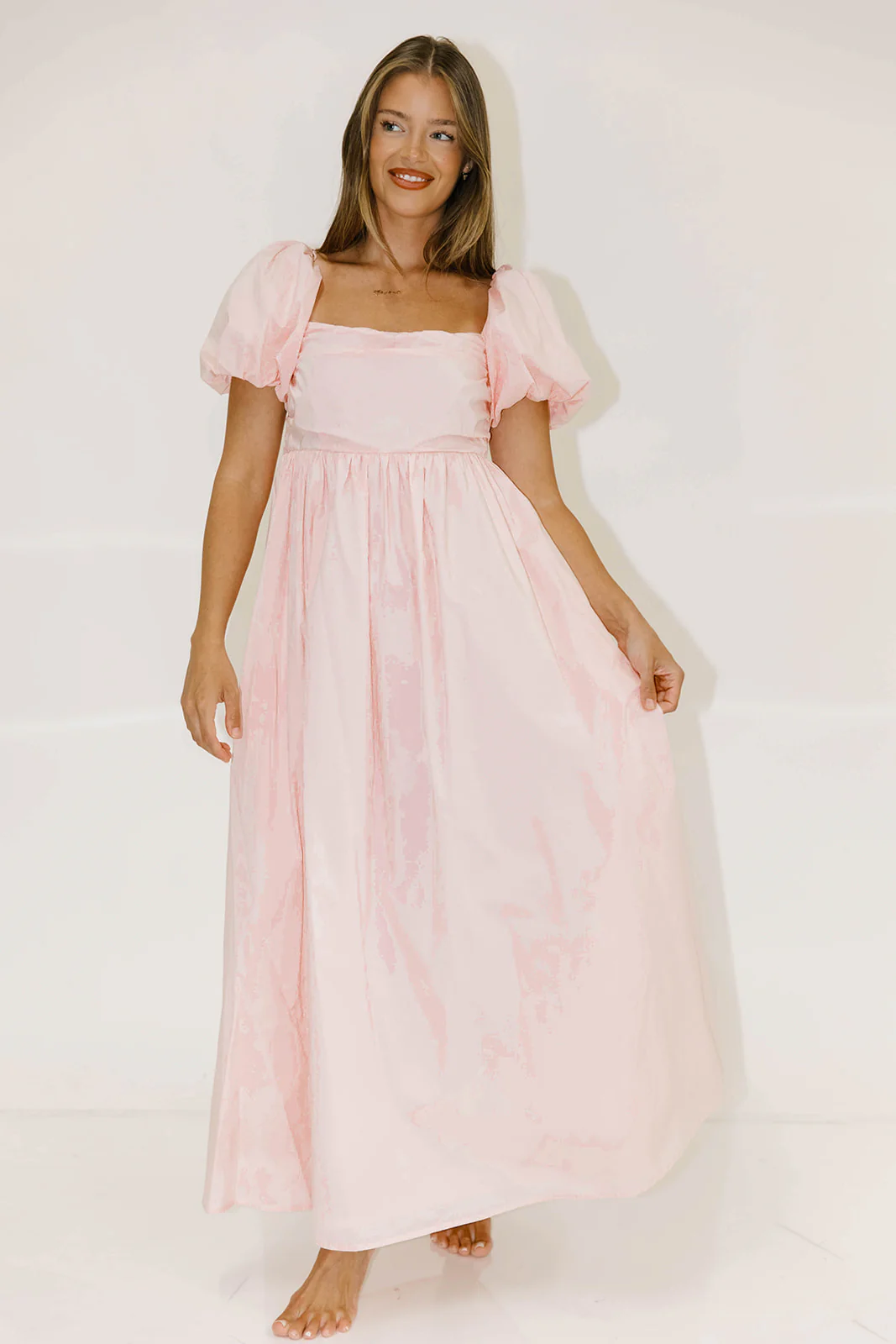 Courtney 100% Cotton Dress in Pale Pink - Image 7