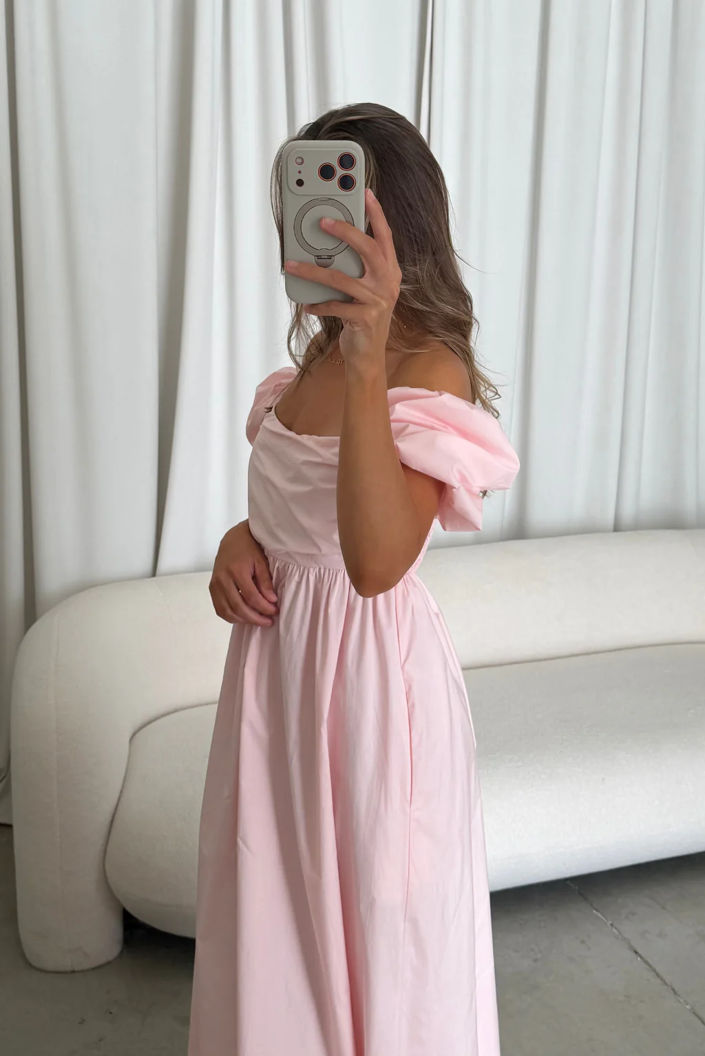 Courtney 100% Cotton Dress in Pale Pink - Image 9