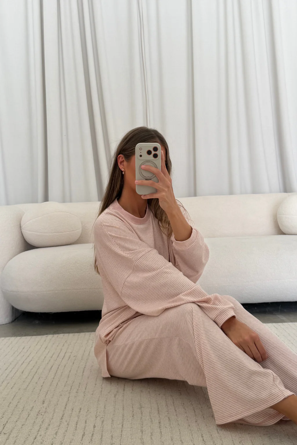 Crawford Striped Ribbed Pants in Baby Pink - Image 5