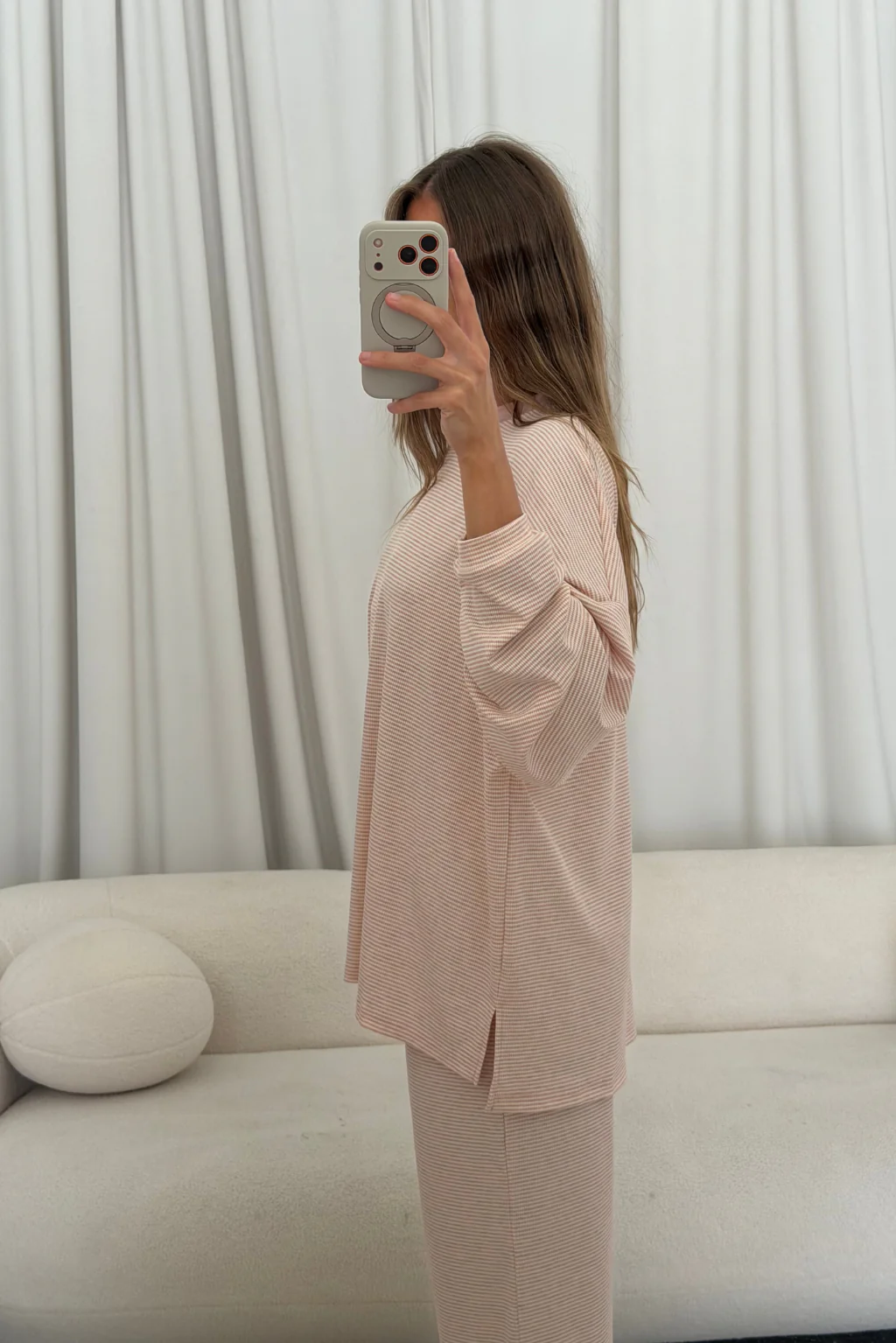 Crawford Striped Ribbed Pants in Baby Pink - Image 7