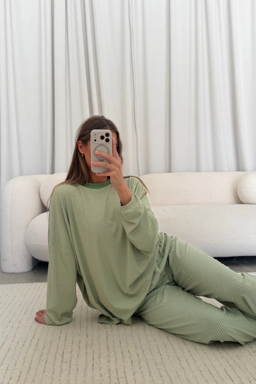 Crawford Striped Ribbed Pants in Green - Image 3