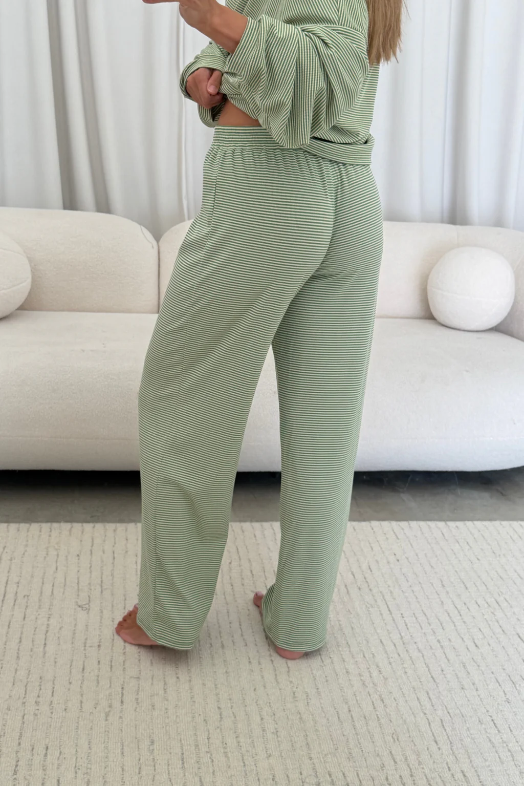 Crawford Striped Ribbed Pants in Green - Image 5