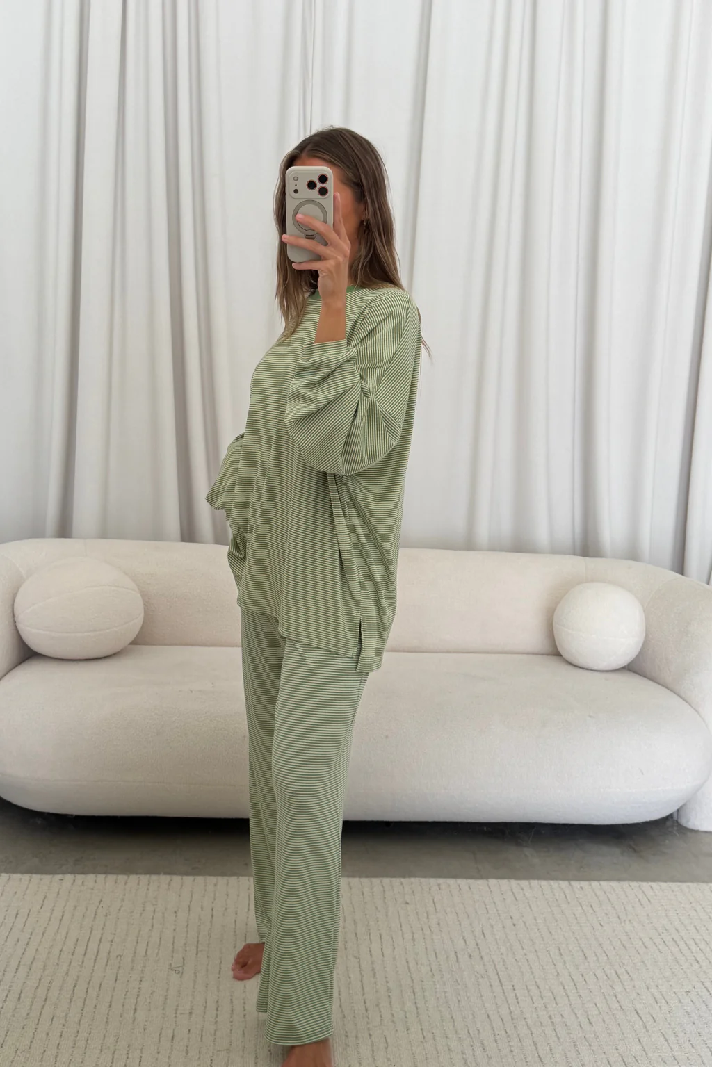 Crawford Striped Ribbed Pants in Green - Image 6
