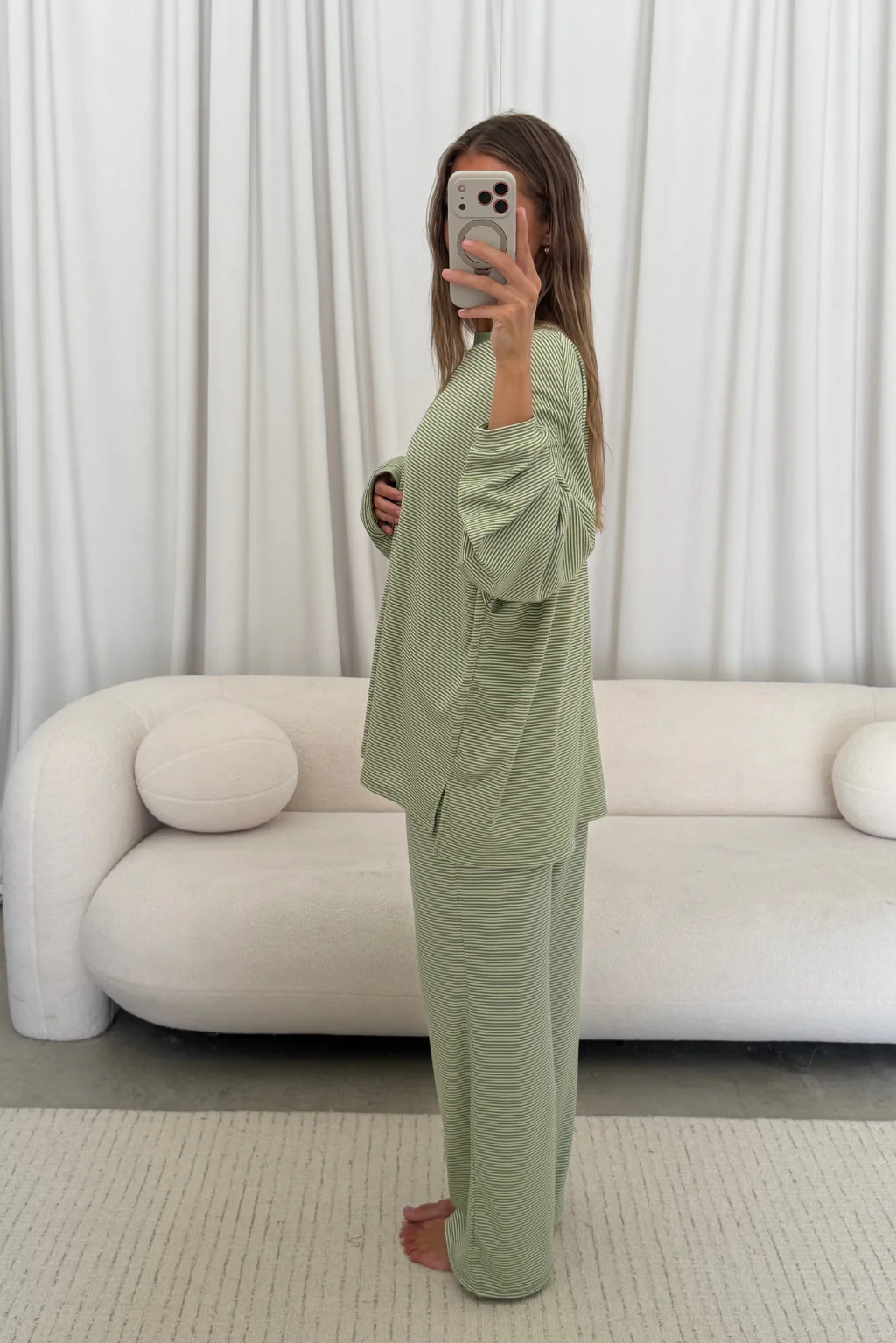Crawford Striped Ribbed Pants in Green - Image 7