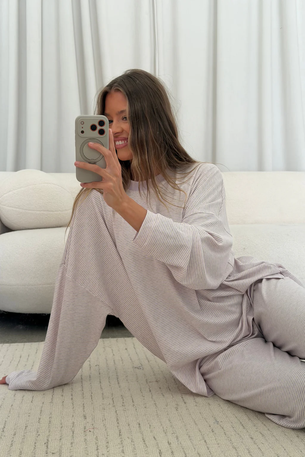 Crawford Striped Ribbed Pants in Lavender - Image 10