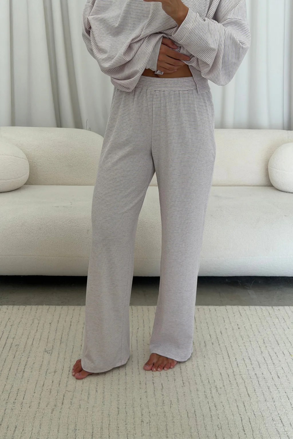 Crawford Striped Ribbed Pants in Lavender - Image 8