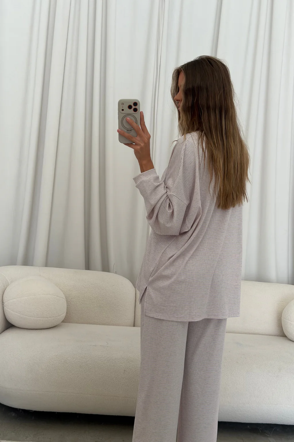 Crawford Striped Ribbed Pants in Lavender - Image 9