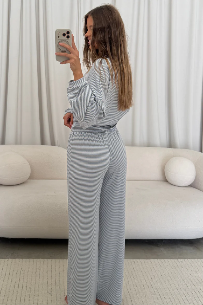 Crawford Striped Ribbed Pants in Periwinkle - Image 3