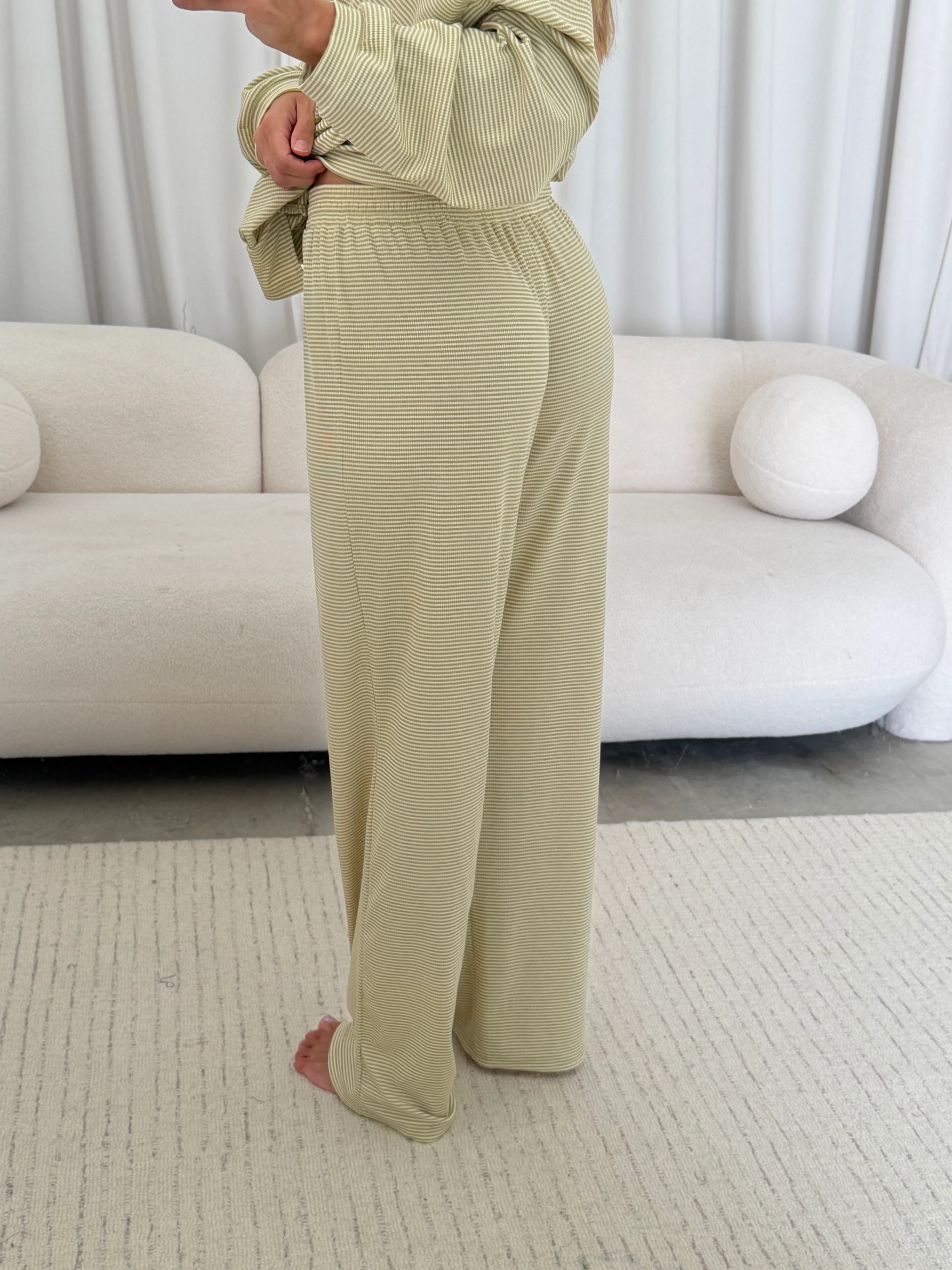 Crawford Striped Ribbed Pants in Sage - Image 6