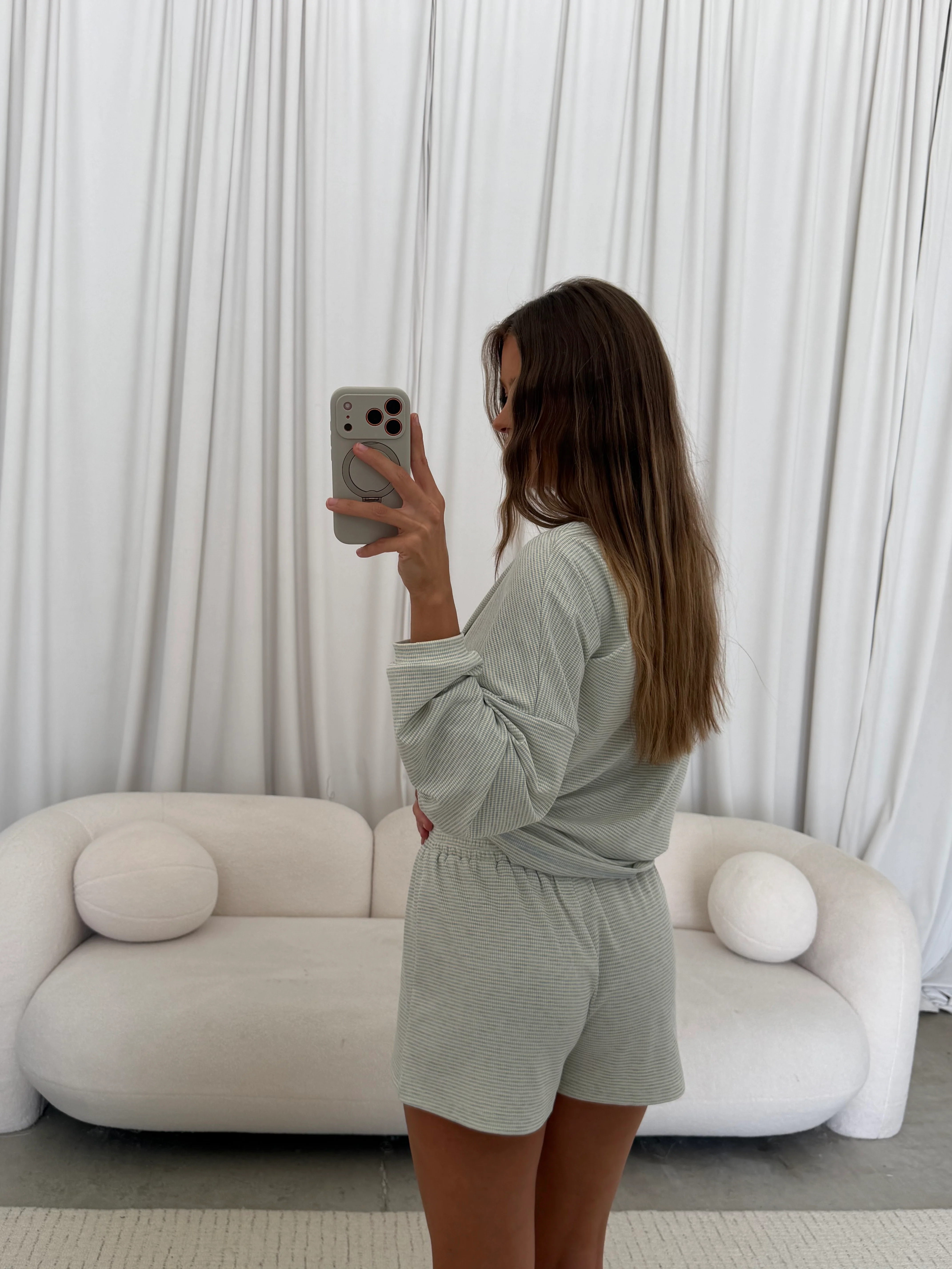 Crawford Striped Ribbed Shorts in Baby Blue - Image 9