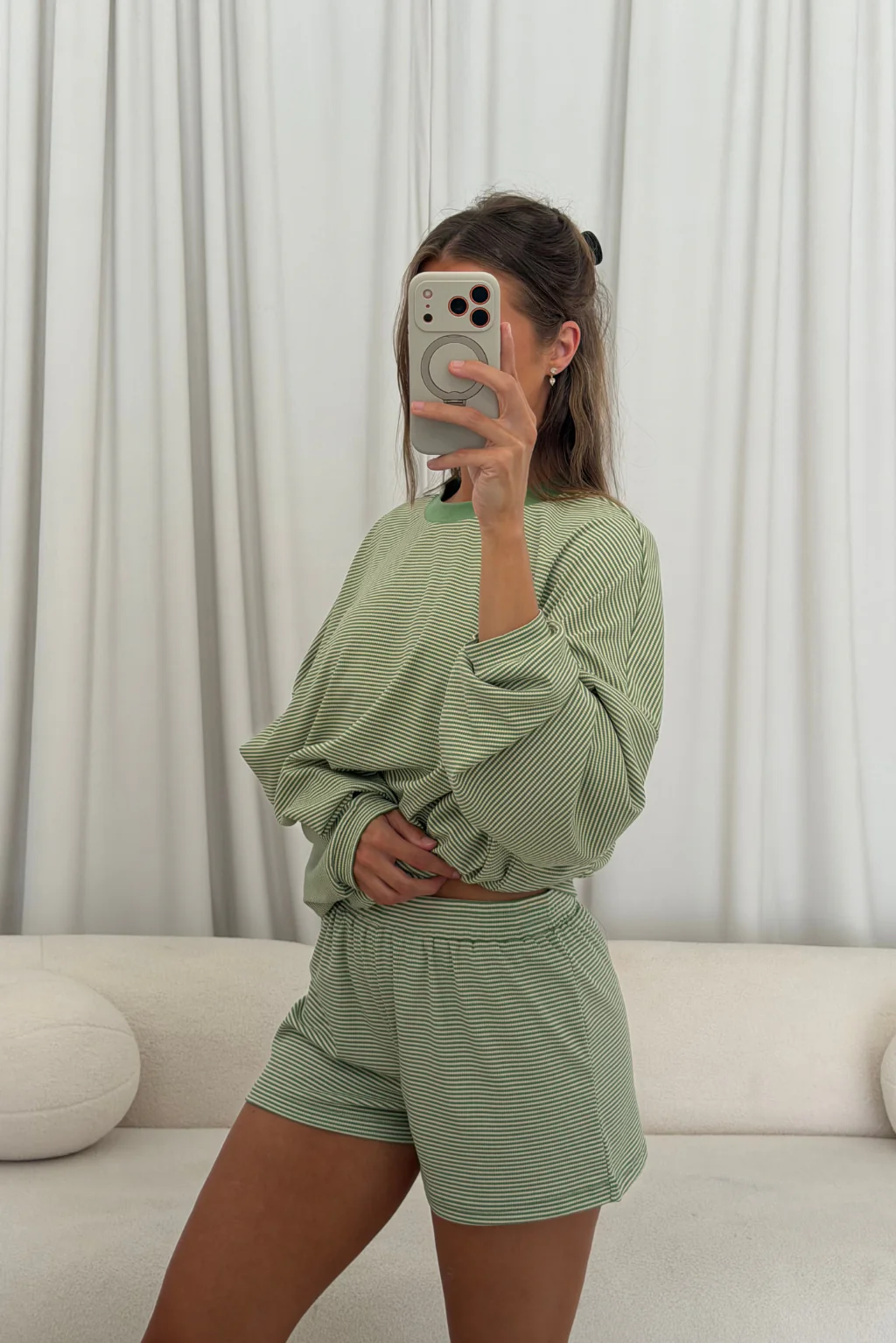 Crawford Striped Ribbed Shorts in Green - Image 5