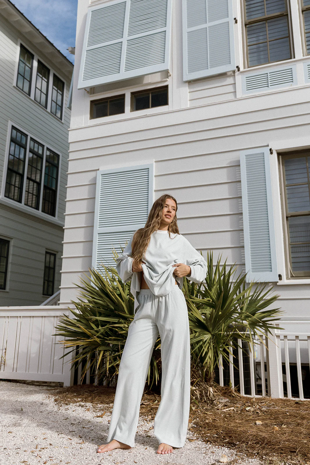 Naomi Striped Long Sleeve Top in Hamptons Blue - Image 6