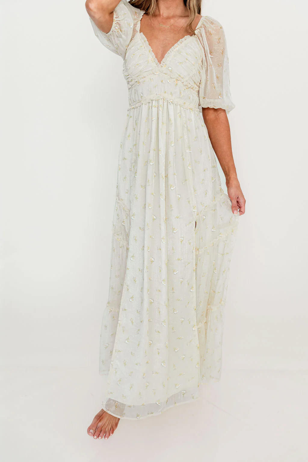Daphne Maxi Dress in Butter/Peach Floral - Bump Friendly & Inclusive Sizing - Image 10