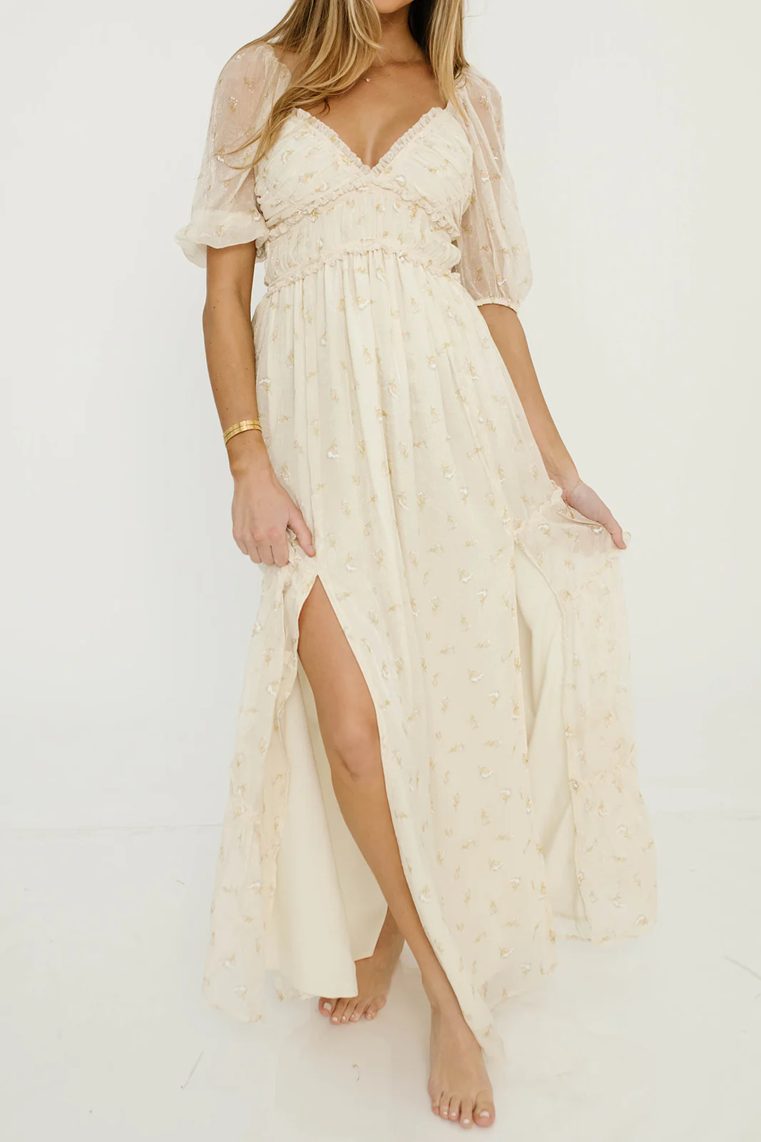 Daphne Maxi Dress in Butter/Peach Floral - Bump Friendly & Inclusive Sizing - Image 14