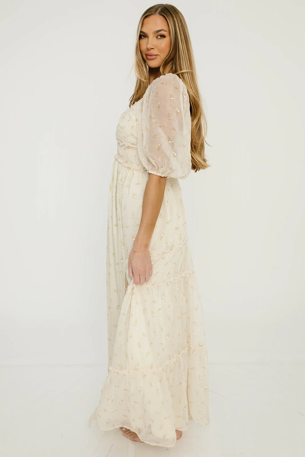 Daphne Maxi Dress in Butter/Peach Floral - Bump Friendly & Inclusive Sizing - Image 15