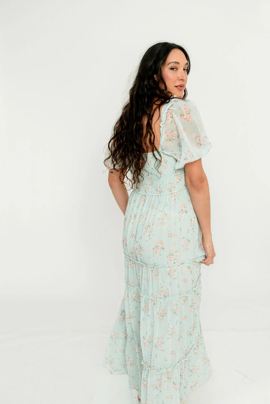 Daphne Maxi Dress in Mint/Pink Floral - Bump Friendly - Image 14