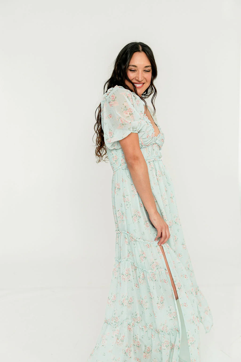 Daphne Maxi Dress in Mint/Pink Floral - Bump Friendly - Image 16