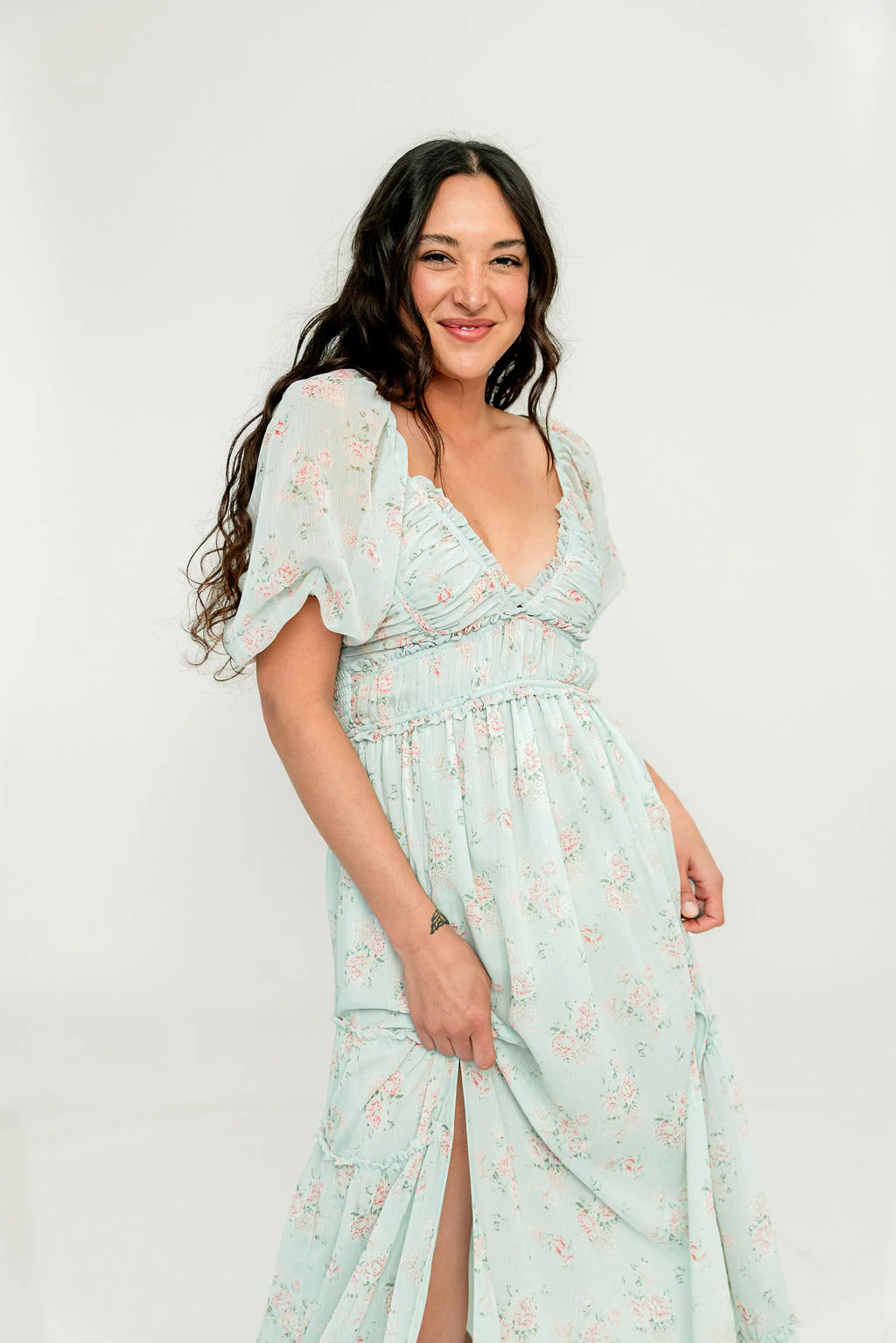 Daphne Maxi Dress in Mint/Pink Floral - Bump Friendly - Image 19