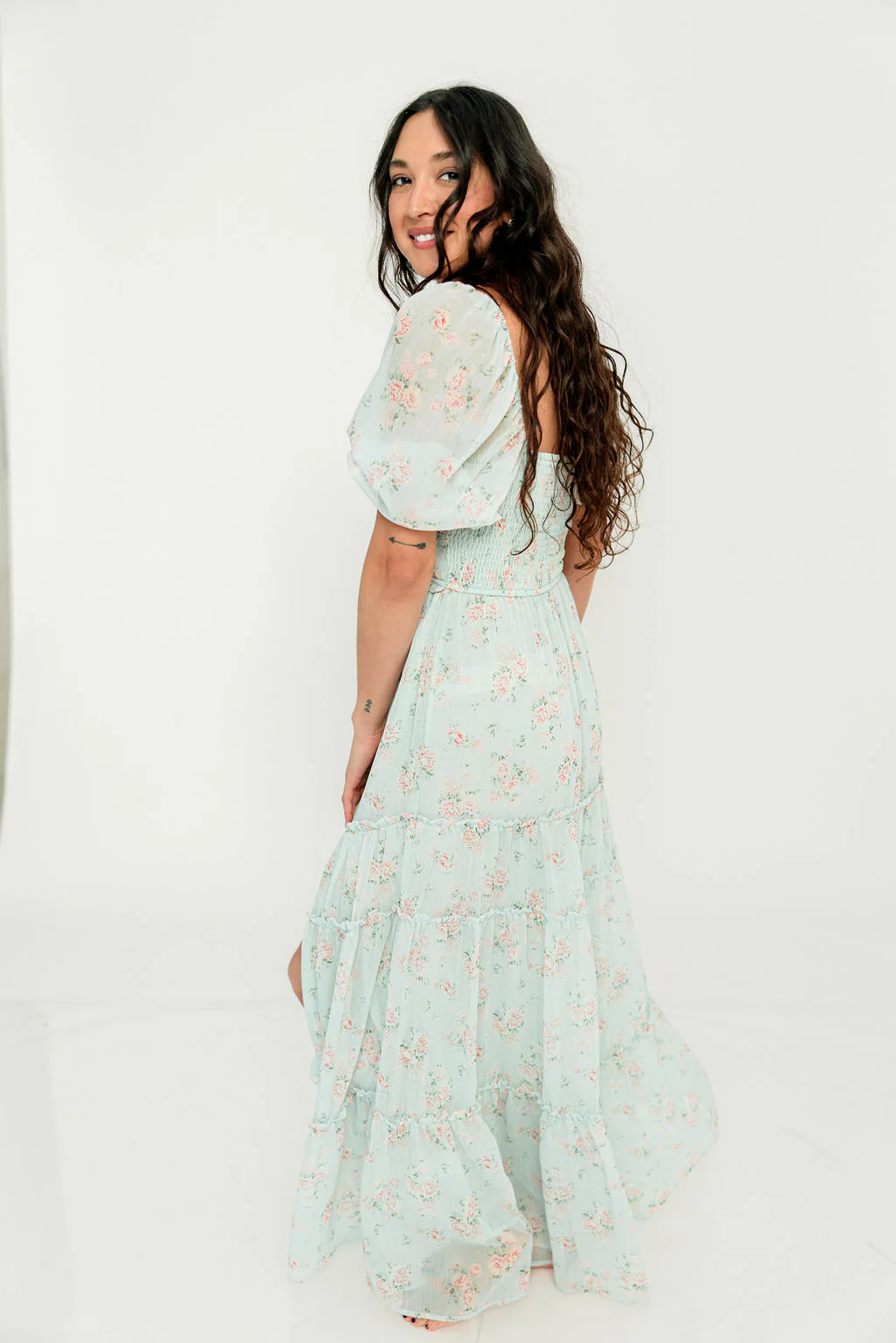 Daphne Maxi Dress in Mint/Pink Floral - Bump Friendly - Image 20