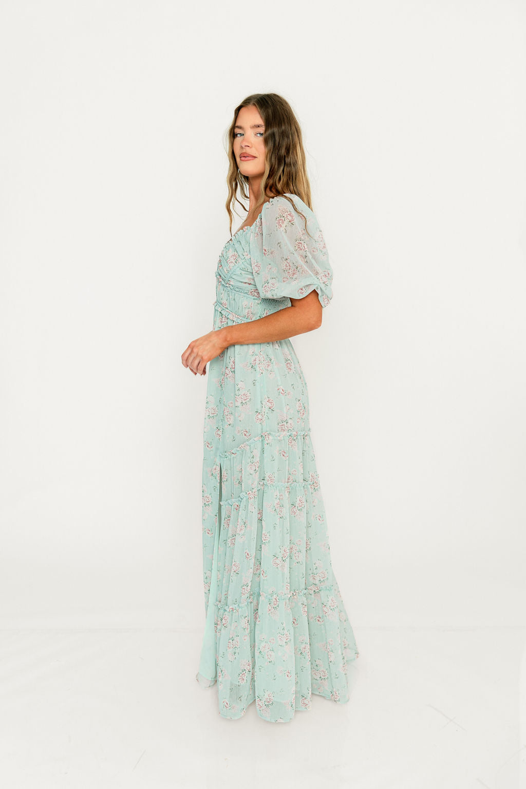 Daphne Maxi Dress in Mint/Pink Floral - Bump Friendly - Image 8